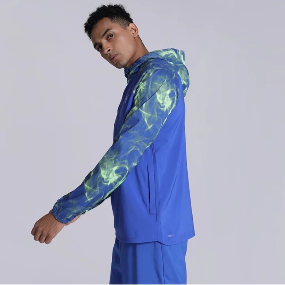 🆕Puma | Run FAV AOP Woven Jacket Royal Sapphire Blue & Green Mens Size Large - Picture 4 of 15